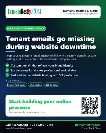 DomainHostly poster for Real estate rental agency: Tenant emails go missing during website downtime