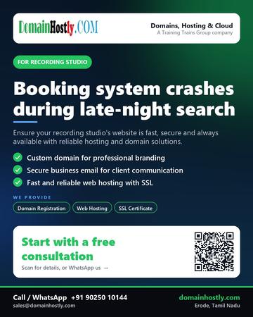 DomainHostly poster for Recording studio: Booking system crashes during late-night search