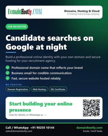 DomainHostly poster for Recruiter: Candidate searches on Google at night