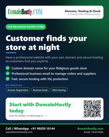 DomainHostly poster for Religious goods store: Customer finds your store at night
