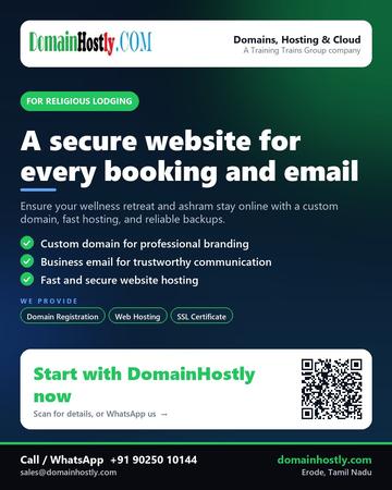 DomainHostly poster for Religious lodging: A secure website for every booking and email