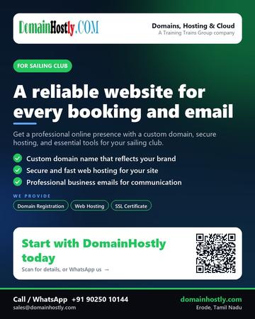 DomainHostly poster for Sailing club: A reliable website for every booking and email