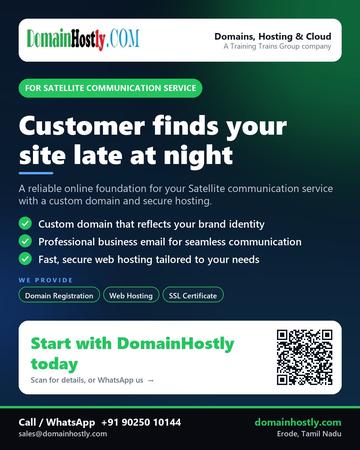 DomainHostly poster for Satellite communication service: Customer finds your site late at night