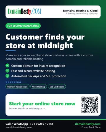 DomainHostly poster for Second hand store: Customer finds your store at midnight