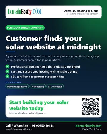 DomainHostly poster for Solar energy company: Customer finds your solar website at midnight