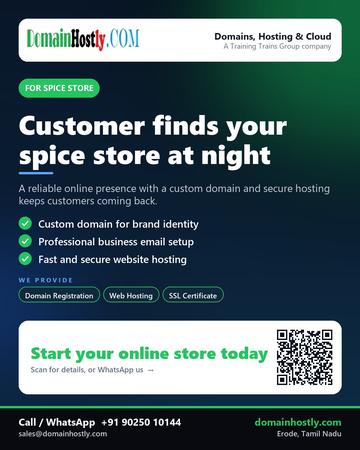 DomainHostly poster for Spice store: Customer finds your spice store at night