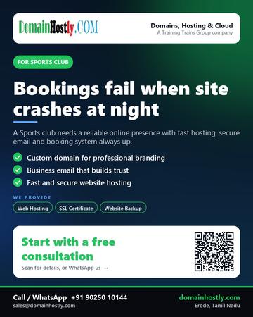 DomainHostly poster for Sports club: Bookings fail when site crashes at night