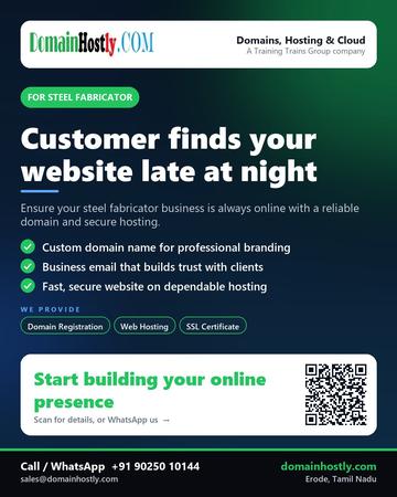 DomainHostly poster for Steel fabricator: Customer finds your website late at night
