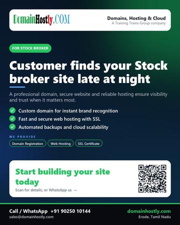 DomainHostly poster for Stock broker: Customer finds your Stock broker site late at night