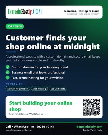 DomainHostly poster for Tailor: Customer finds your shop online at midnight