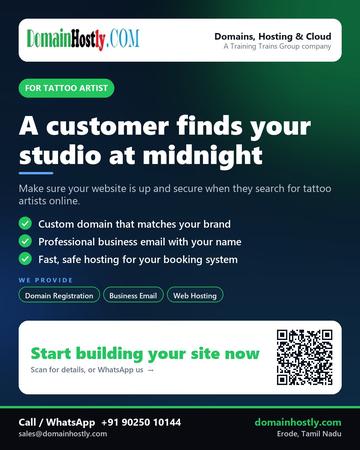 DomainHostly poster for Tattoo artist: A customer finds your studio at midnight