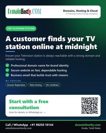 DomainHostly poster for Television station: A customer finds your TV station online at midnight