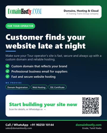 DomainHostly poster for Tour operator: Customer finds your website late at night