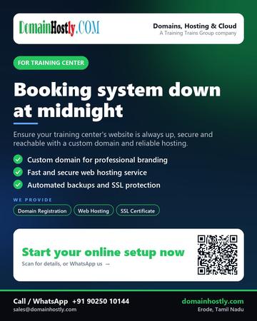 DomainHostly poster for Training center: Booking system down at midnight