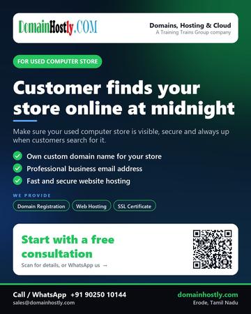 DomainHostly poster for Used computer store: Customer finds your store online at midnight