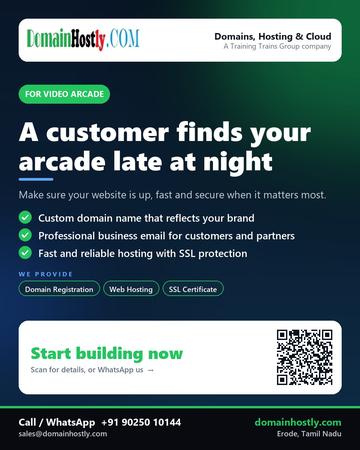 DomainHostly poster for Video arcade: A customer finds your arcade late at night