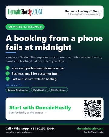 DomainHostly poster for Water filter supplier: A booking from a phone fails at midnight
