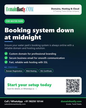 DomainHostly poster for Water park: Booking system down at midnight