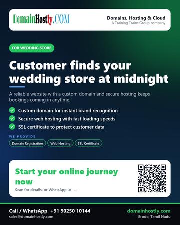 DomainHostly poster for Wedding store: Customer finds your wedding store at midnight