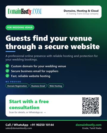 DomainHostly poster for Wedding venue: Guests find your venue through a secure website