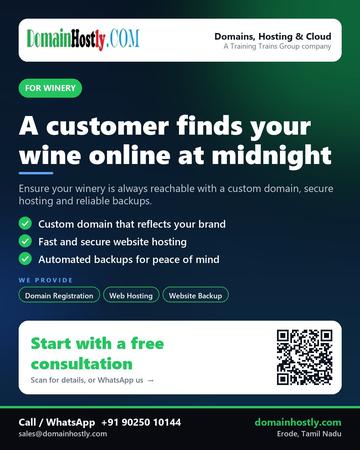 DomainHostly poster for Winery: A customer finds your wine online at midnight