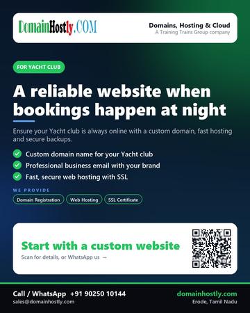 DomainHostly poster for Yacht club: A reliable website when bookings happen at night