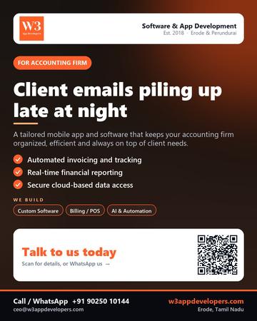 W3AppDevelopers poster for Accounting firm: Client emails piling up late at night