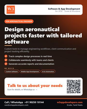 W3AppDevelopers poster for Aeronautical engineer: Design aeronautical projects faster with tailored software