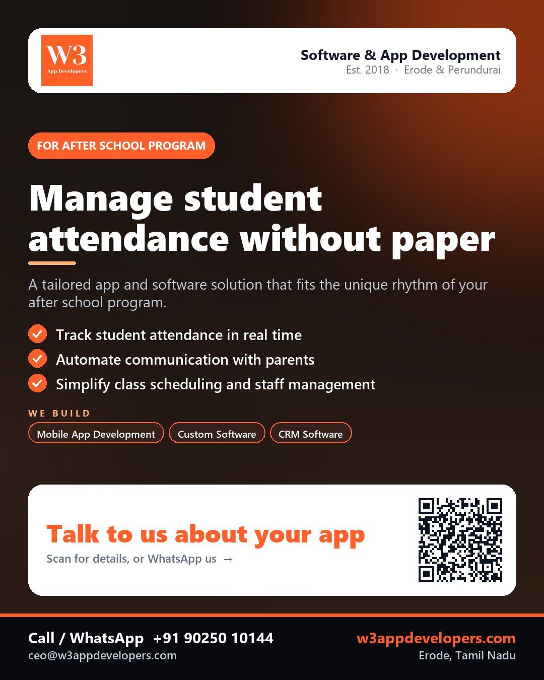 W3AppDevelopers provides after school program app and business software solutions