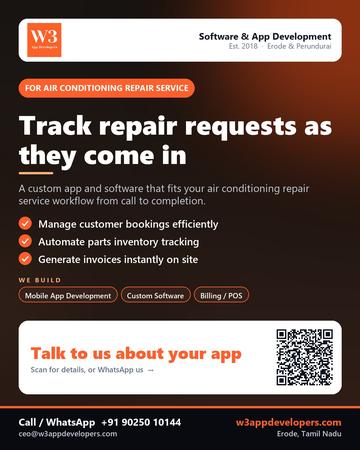 W3AppDevelopers poster for Air conditioning repair service: Track repair requests as they come in