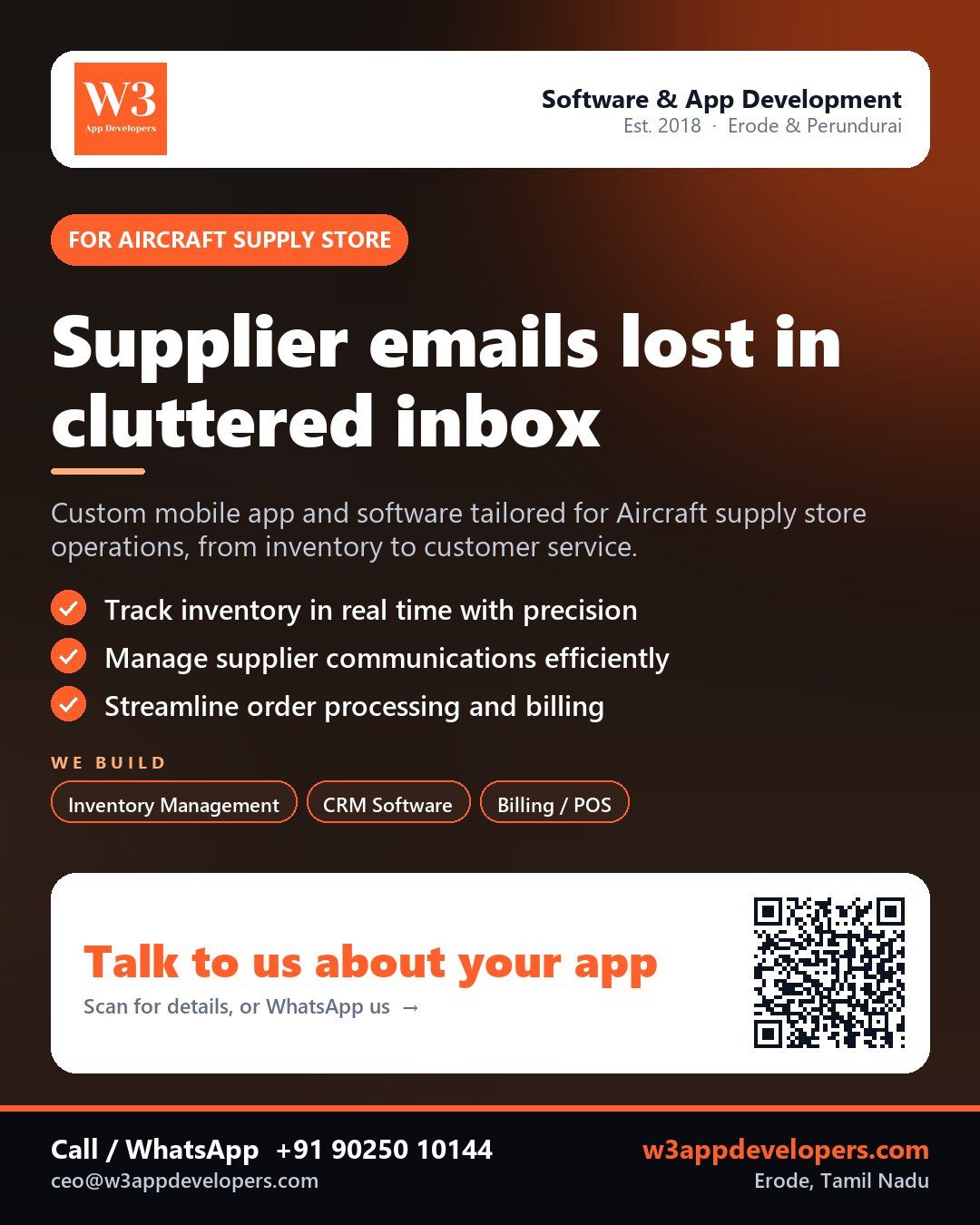 W3AppDevelopers - Custom software for Aircraft supply store management