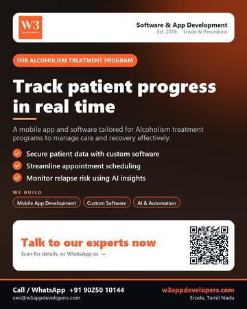 W3AppDevelopers poster for Alcoholism treatment program: Track patient progress in real time