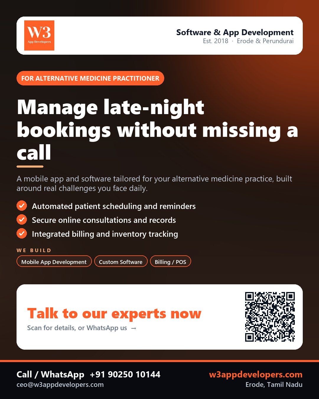 W3AppDevelopers Alternative medicine practitioner mobile app and software solution