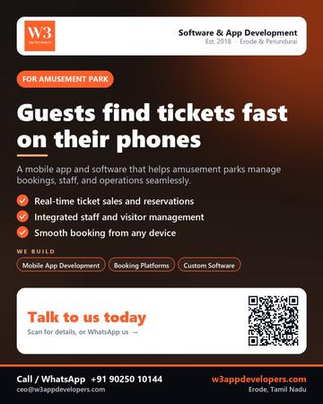 W3AppDevelopers poster for Amusement park: Guests find tickets fast on their phones