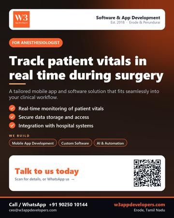 W3AppDevelopers poster for Anesthesiologist: Track patient vitals in real time during surgery