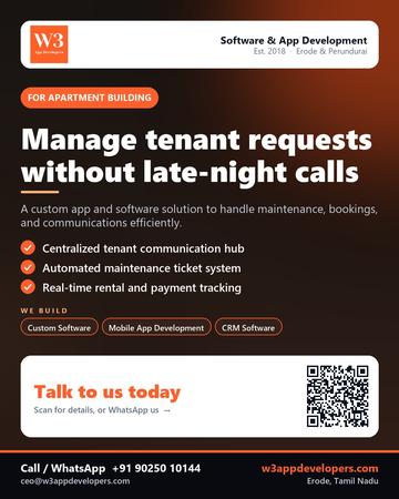 W3AppDevelopers poster for Apartment building: Manage tenant requests without late-night calls
