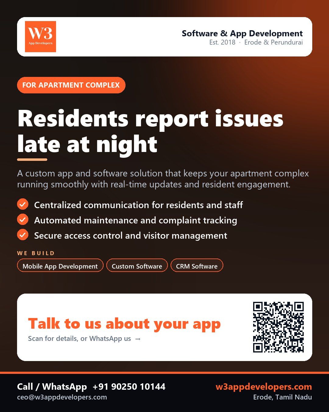 W3AppDevelopers custom mobile app solution for apartment complexes