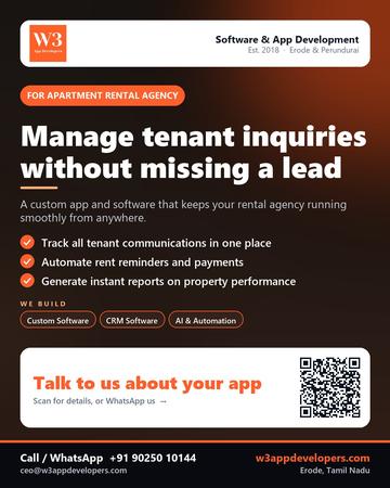 W3AppDevelopers poster for Apartment rental agency: Manage tenant inquiries without missing a lead