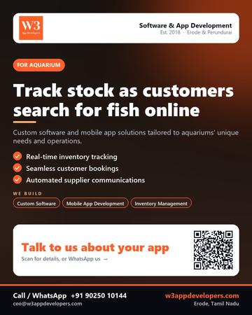 W3AppDevelopers poster for Aquarium: Track stock as customers search for fish online