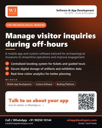 W3AppDevelopers poster for Archaeological museum: Manage visitor inquiries during off-hours