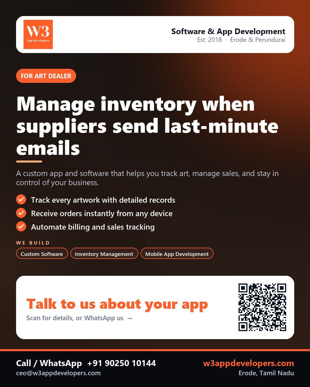 W3AppDevelopers helping an Art dealer manage their collection with custom mobile app and software