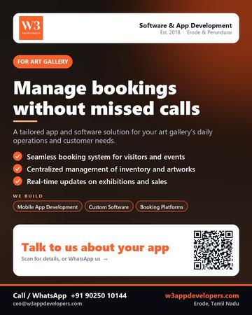 W3AppDevelopers poster for Art gallery: Manage bookings without missed calls