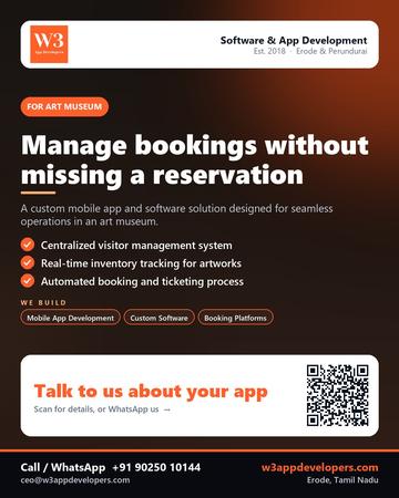 W3AppDevelopers poster for Art museum: Manage bookings without missing a reservation