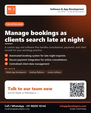 W3AppDevelopers poster for Astrologer: Manage bookings as clients search late at night