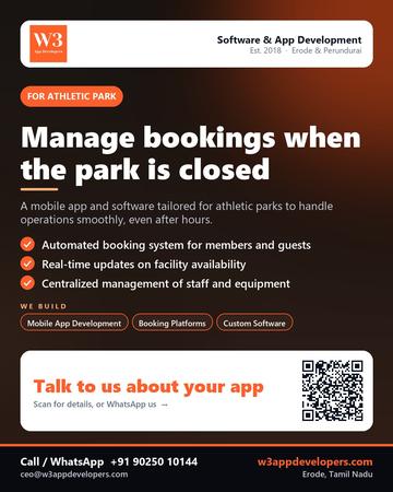 W3AppDevelopers poster for Athletic park: Manage bookings when the park is closed