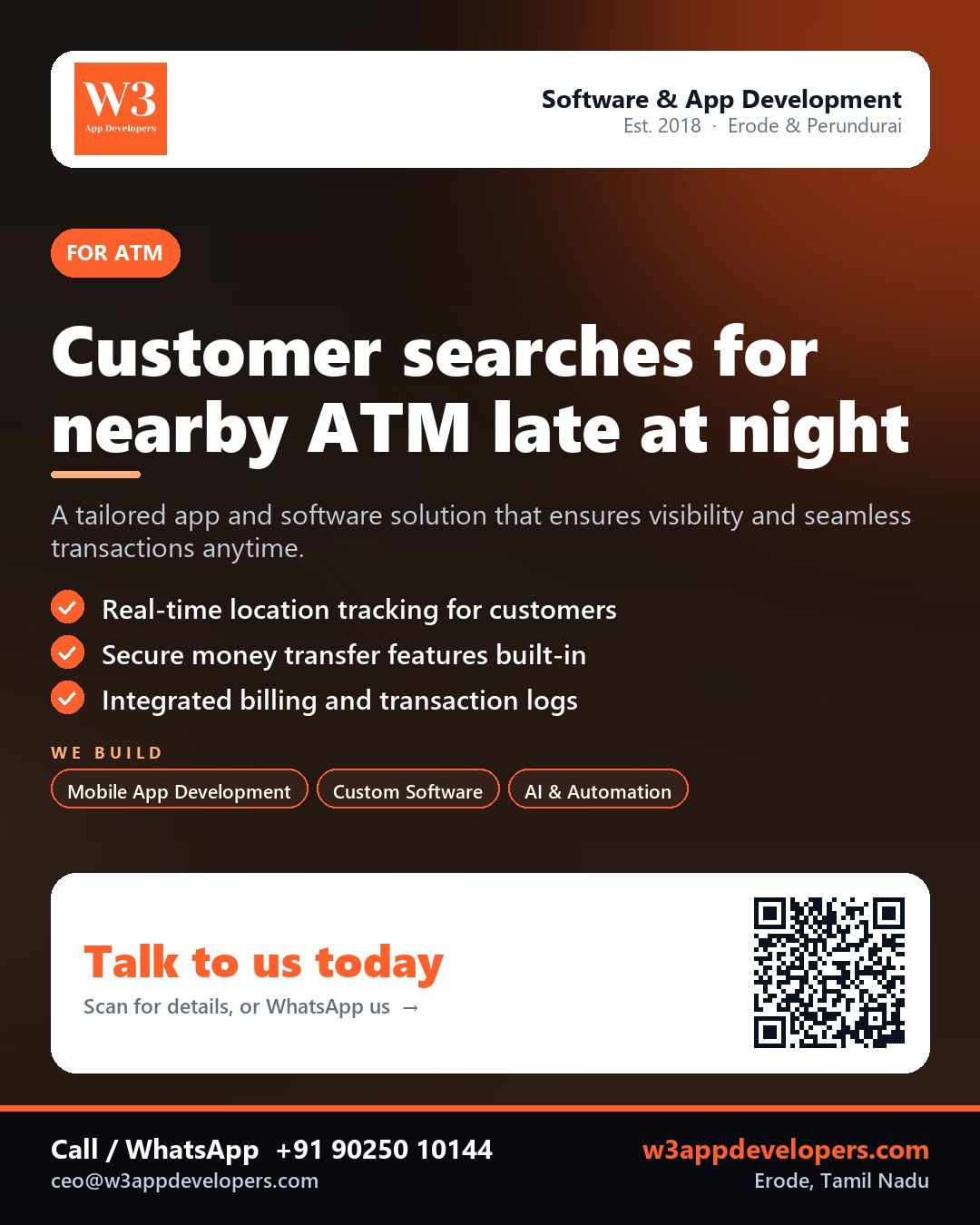W3AppDevelopers - Custom mobile app development for ATM services