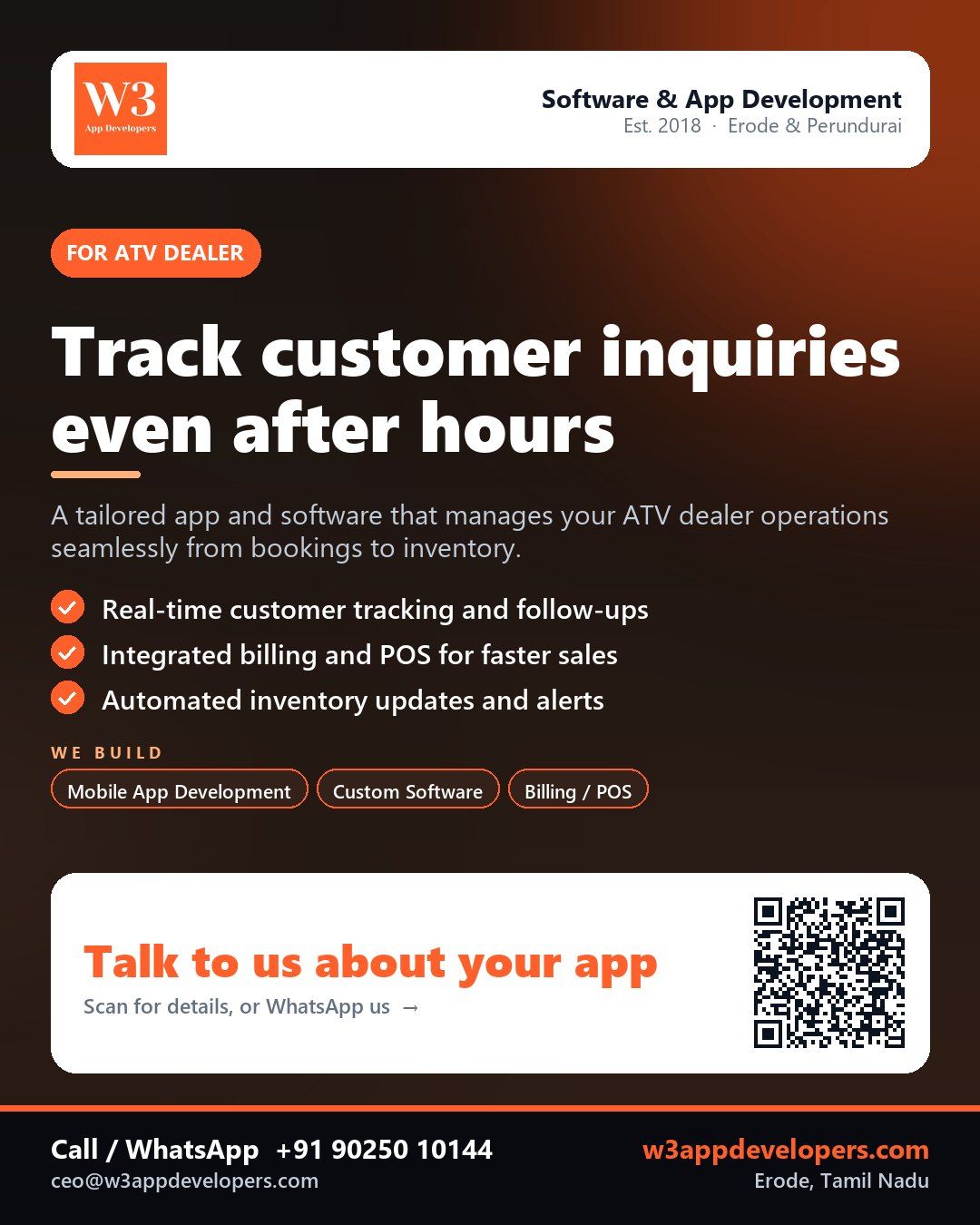 W3AppDevelopers - Custom mobile app solution for ATV dealers