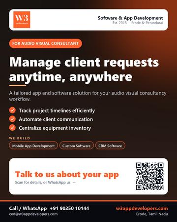 W3AppDevelopers poster for Audio visual consultant: Manage client requests anytime, anywhere