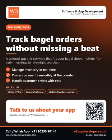 W3AppDevelopers poster for Bagel shop: Track bagel orders without missing a beat