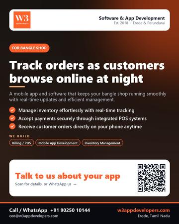 W3AppDevelopers poster for Bangle Shop: Track orders as customers browse online at night